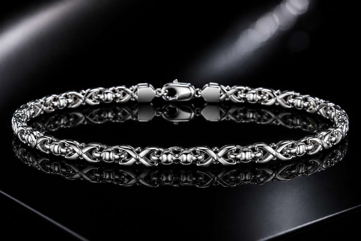 Silver Square Byzantine link bracelet