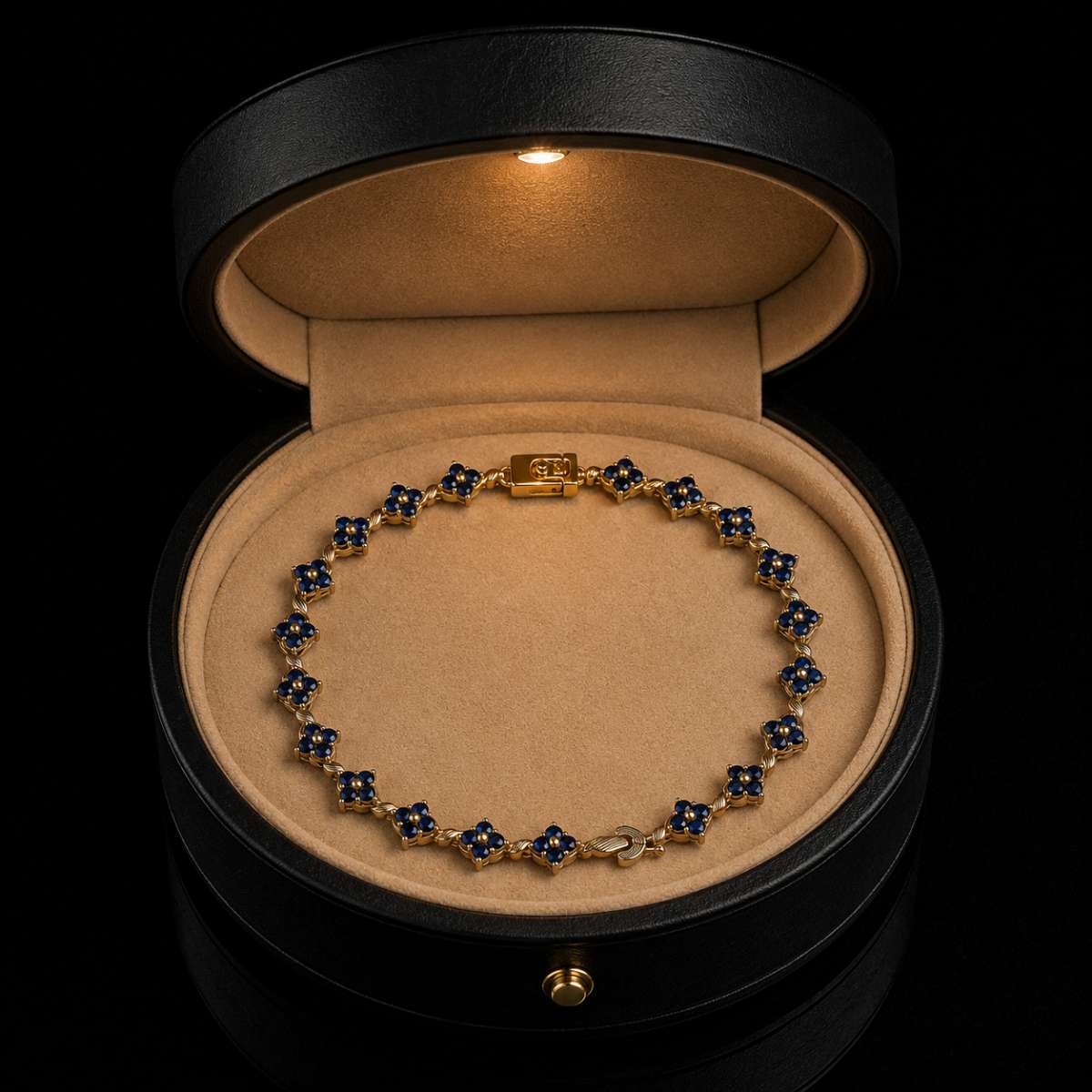 Blue Sapphire and Diamond 14K Gold Tennis Bracelet
