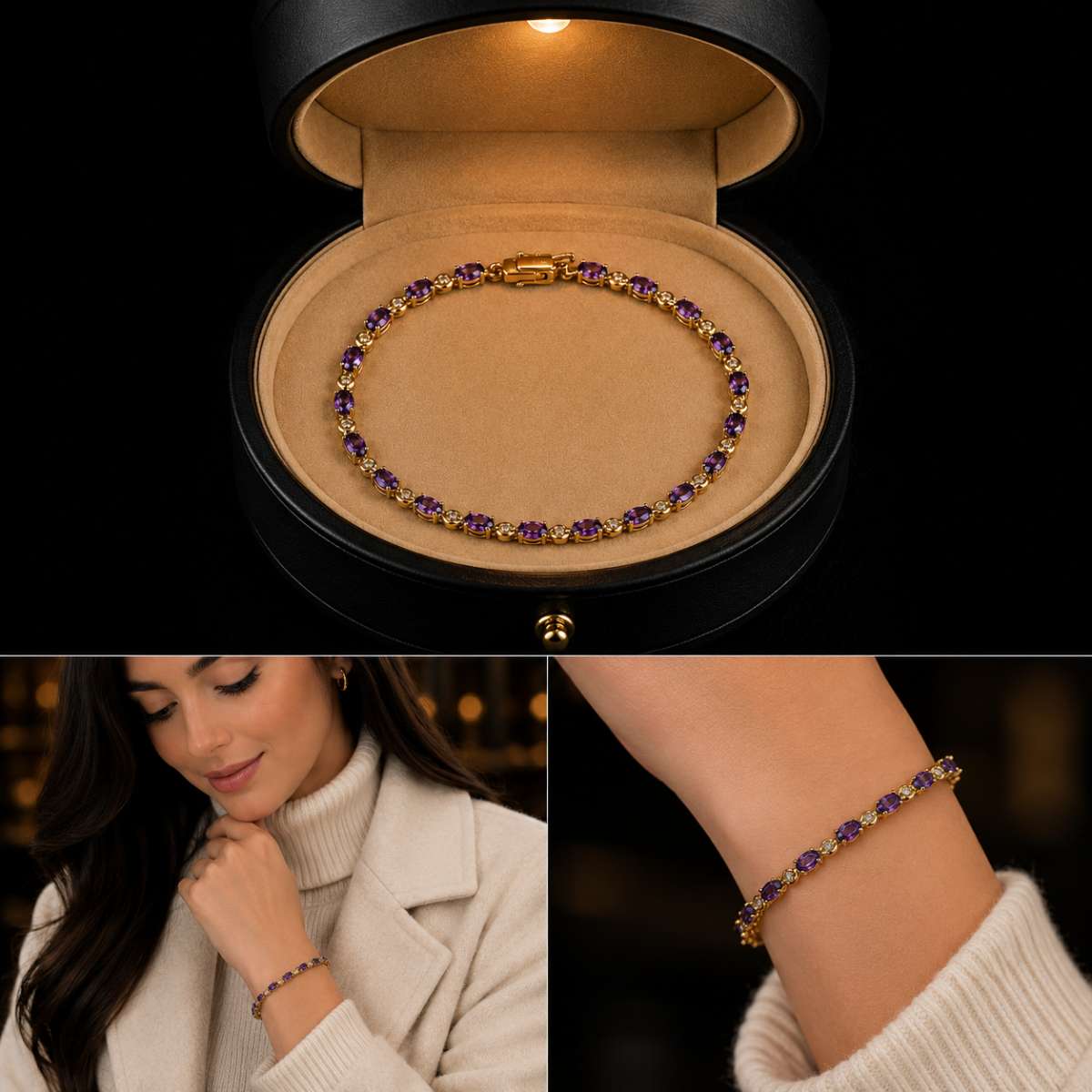 Ruby and  Diamond 14K Gold Tennis Bracelet