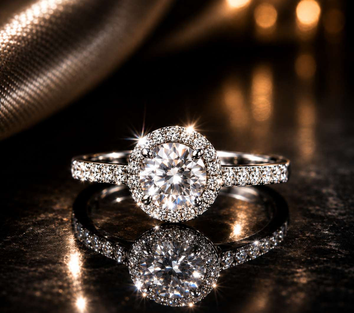 Round Halo Diamond Engagement Ring