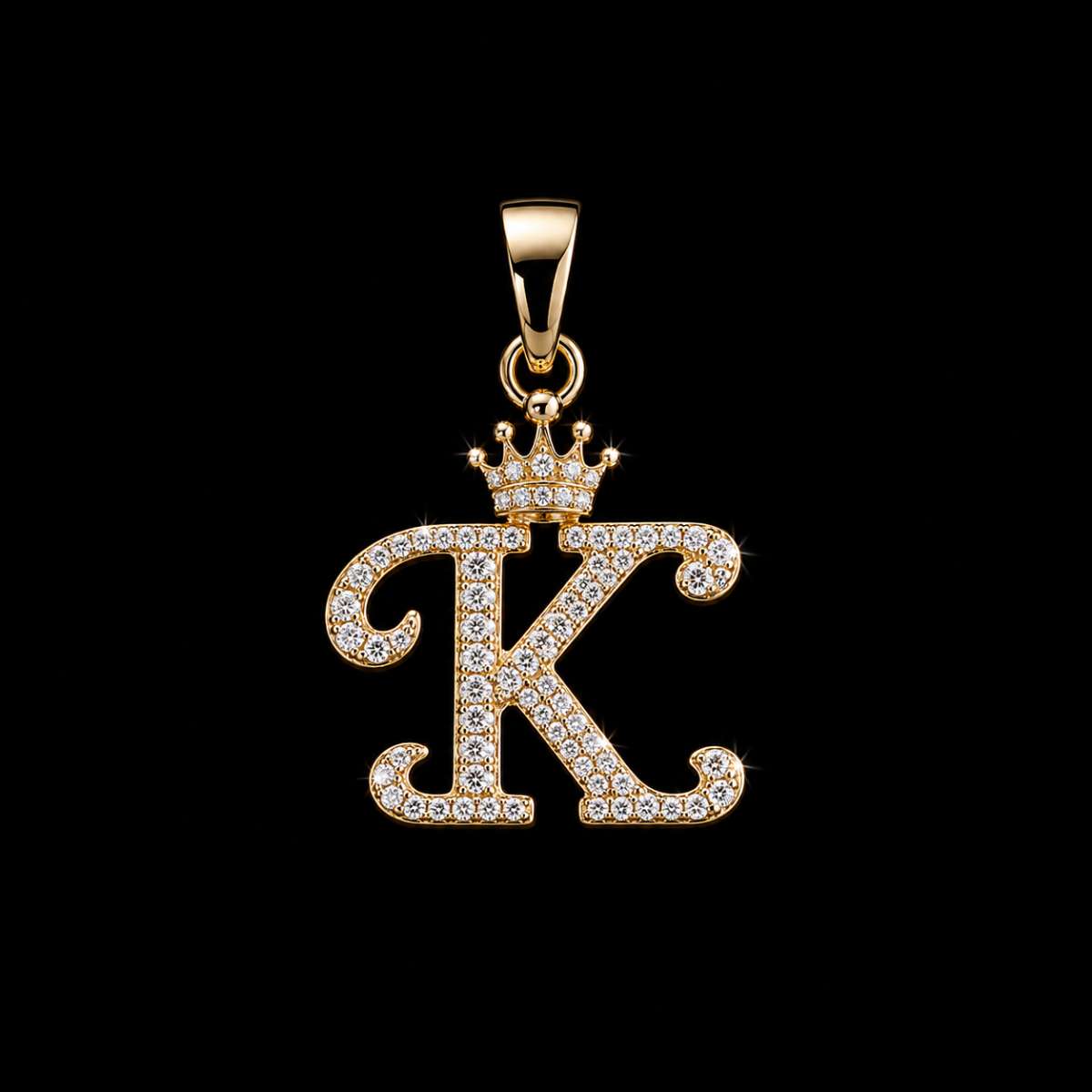 King K Letter Gold Pendant
