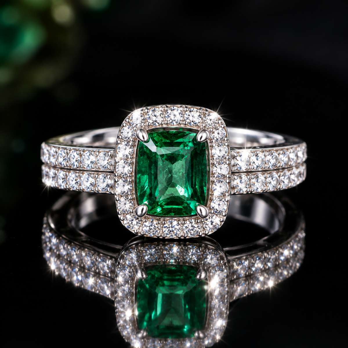 Moissanite Green Ring