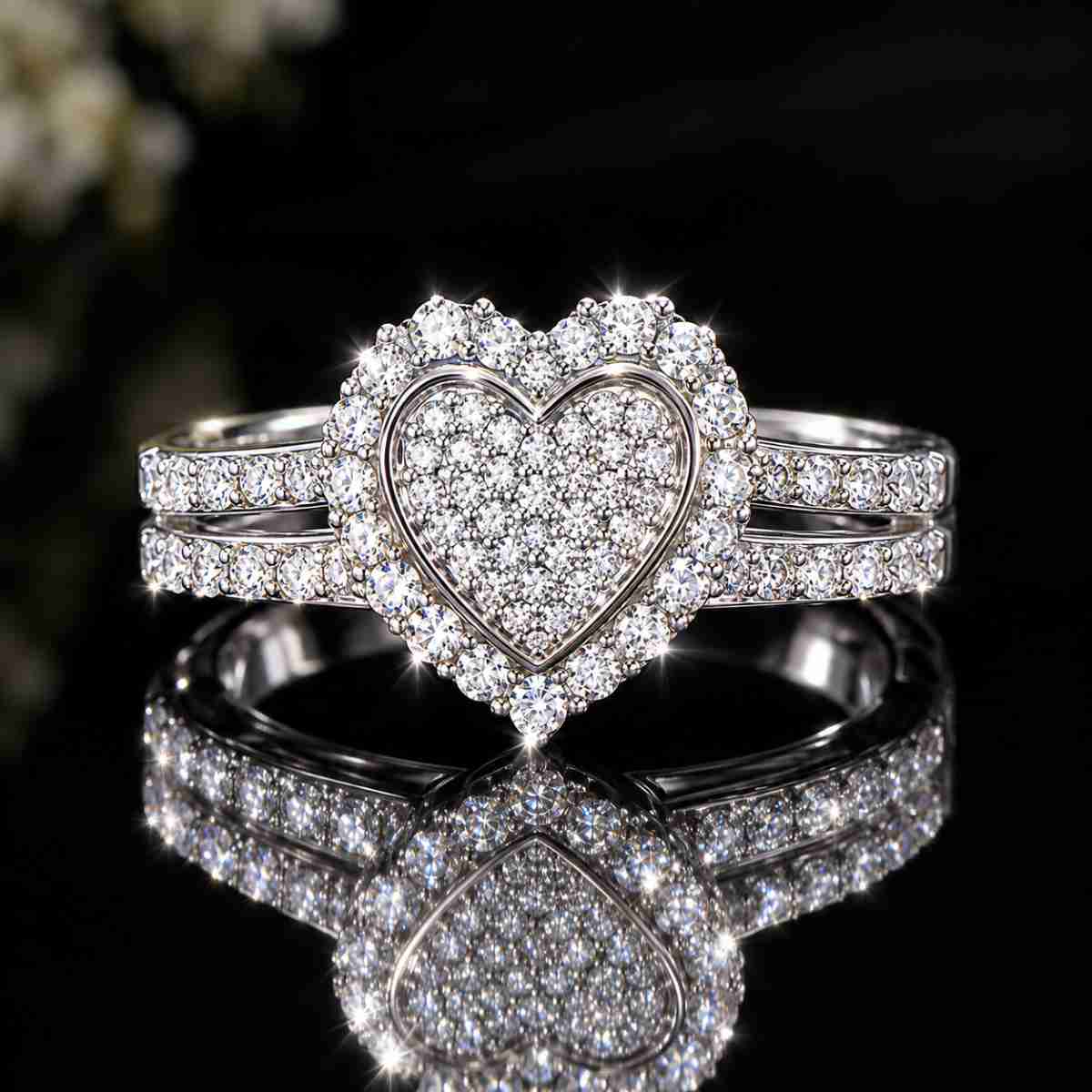 Moissanite Heart Ring