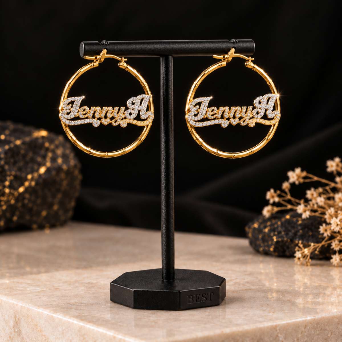 Gold 14K Name Earrings
