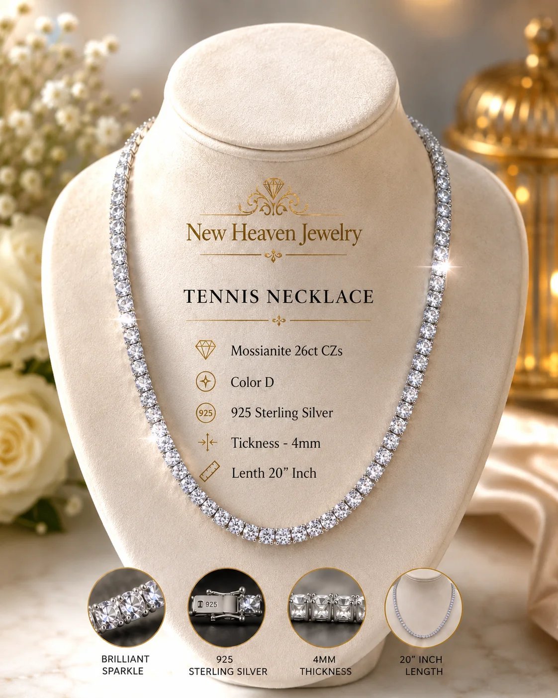 Tennis Necklace (Sterling Silver)