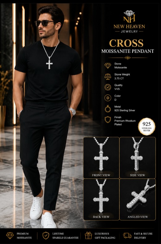 Cross Moissanite Pendnat - Image 3