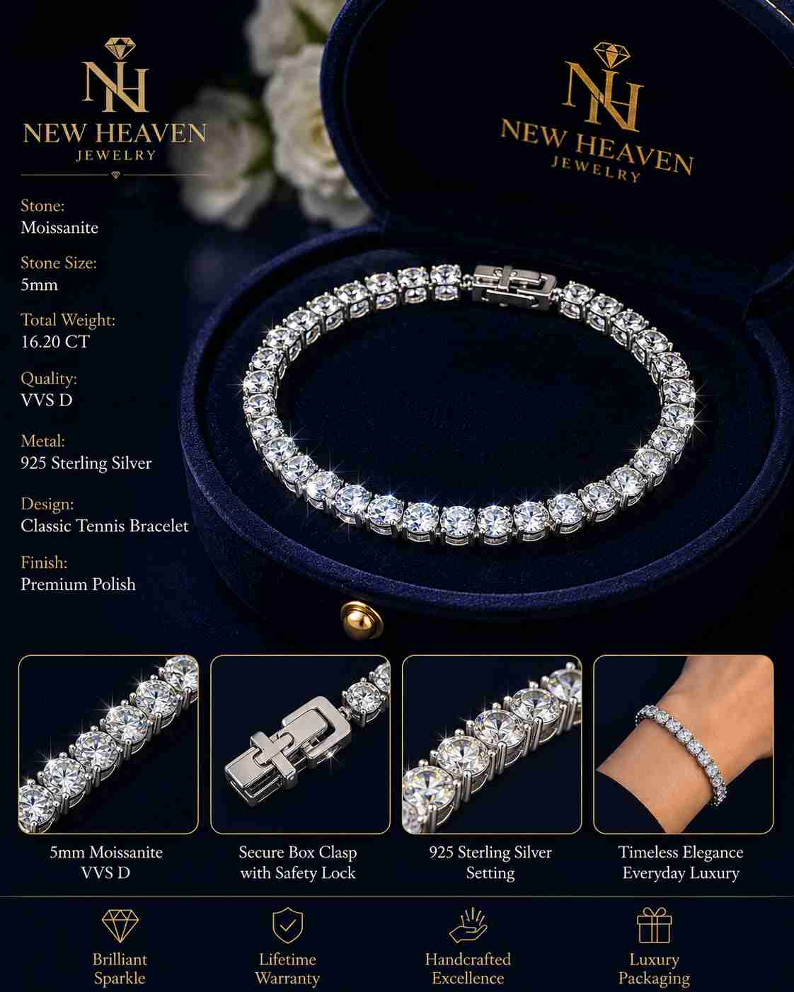 Moissanite Bracelet - Image Main