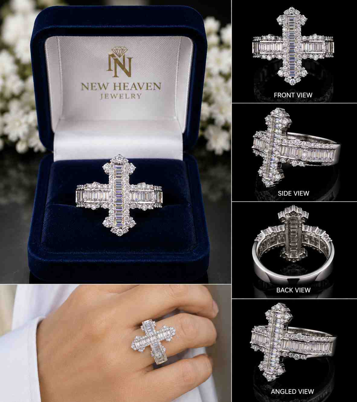Moissanite Cross Ring - Image Main