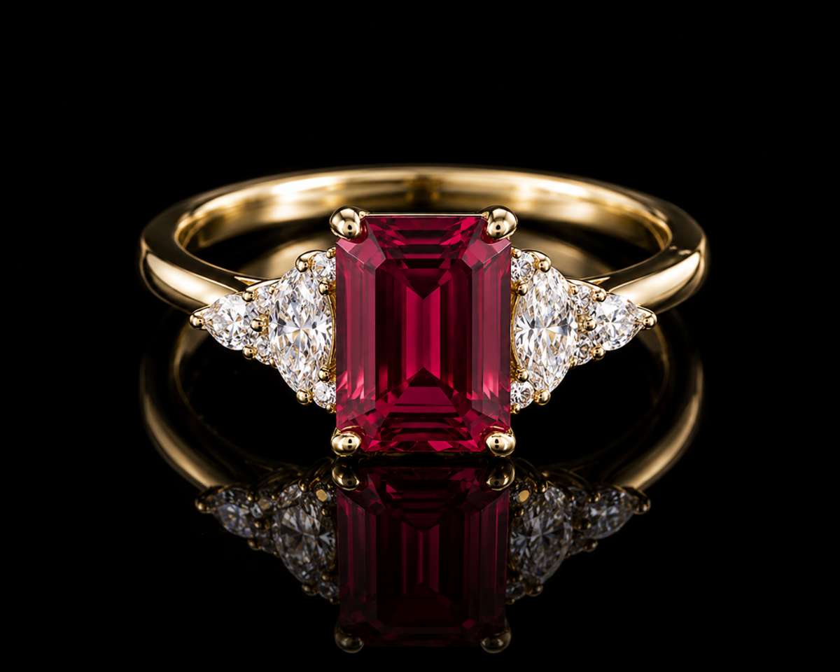Ruby Ring With Diamond - Image Main