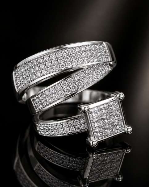 Moissanite Triple Band Ring - Image Main