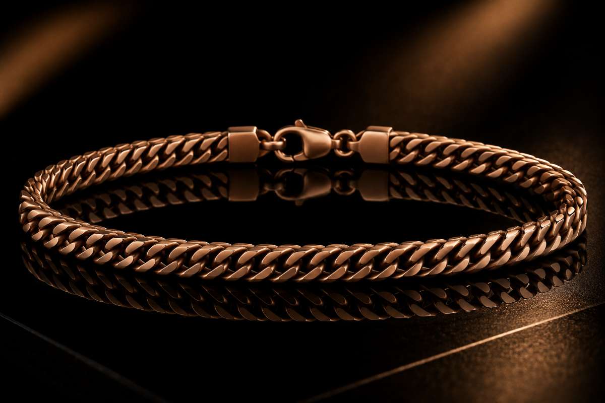 Rose Gold Double Curb link bracelet - Image Main