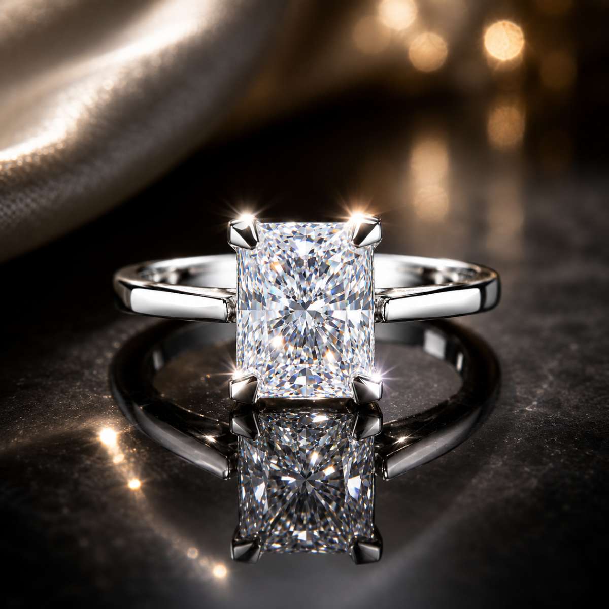 Radiant Cut Solitaire Diamond Engagement Ring - Image Main