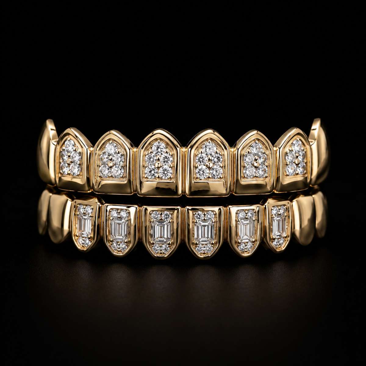 Gold and Diamond Teeth Grillz - Image Main