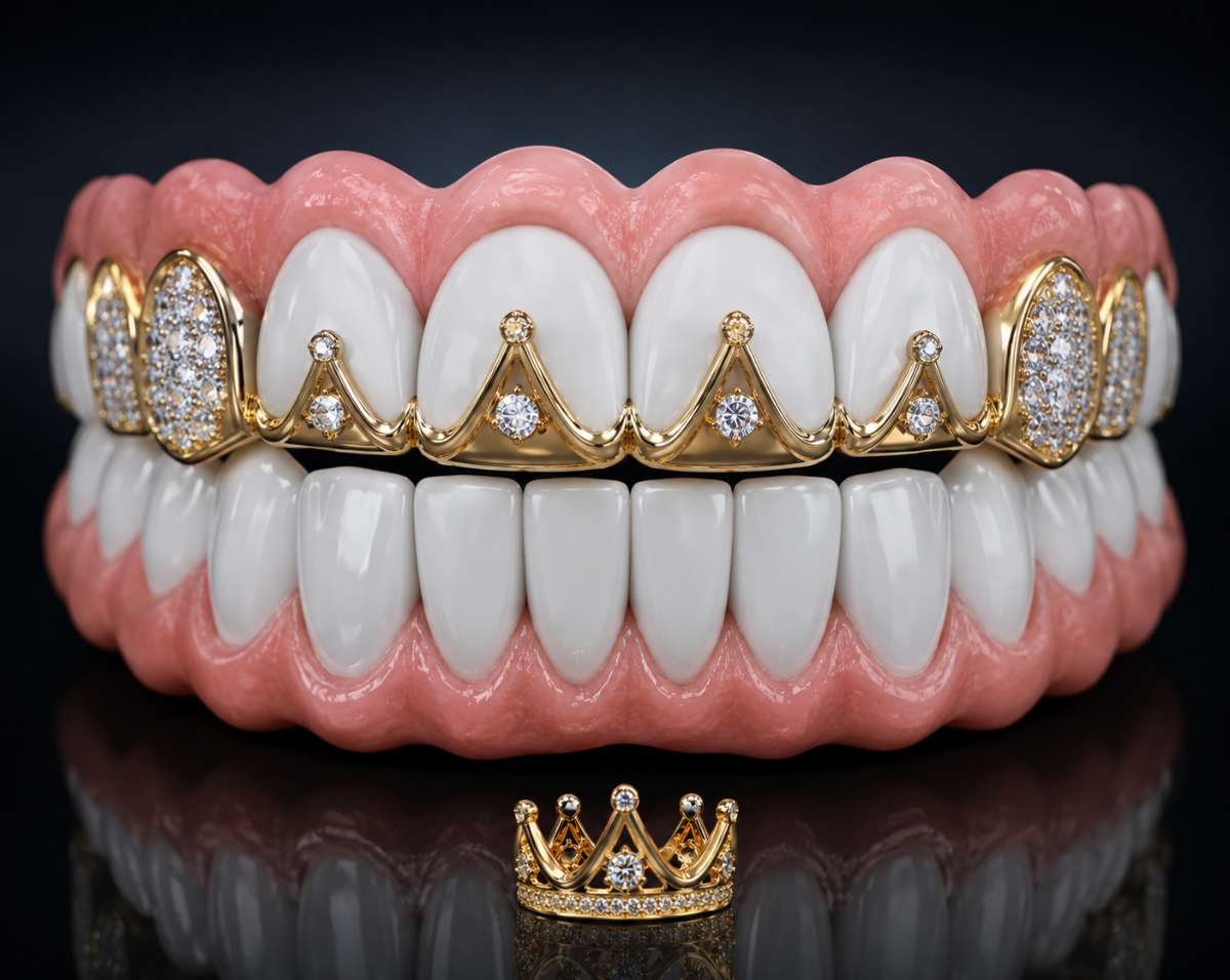Gold and Diamond Designer Grillz - Image Main