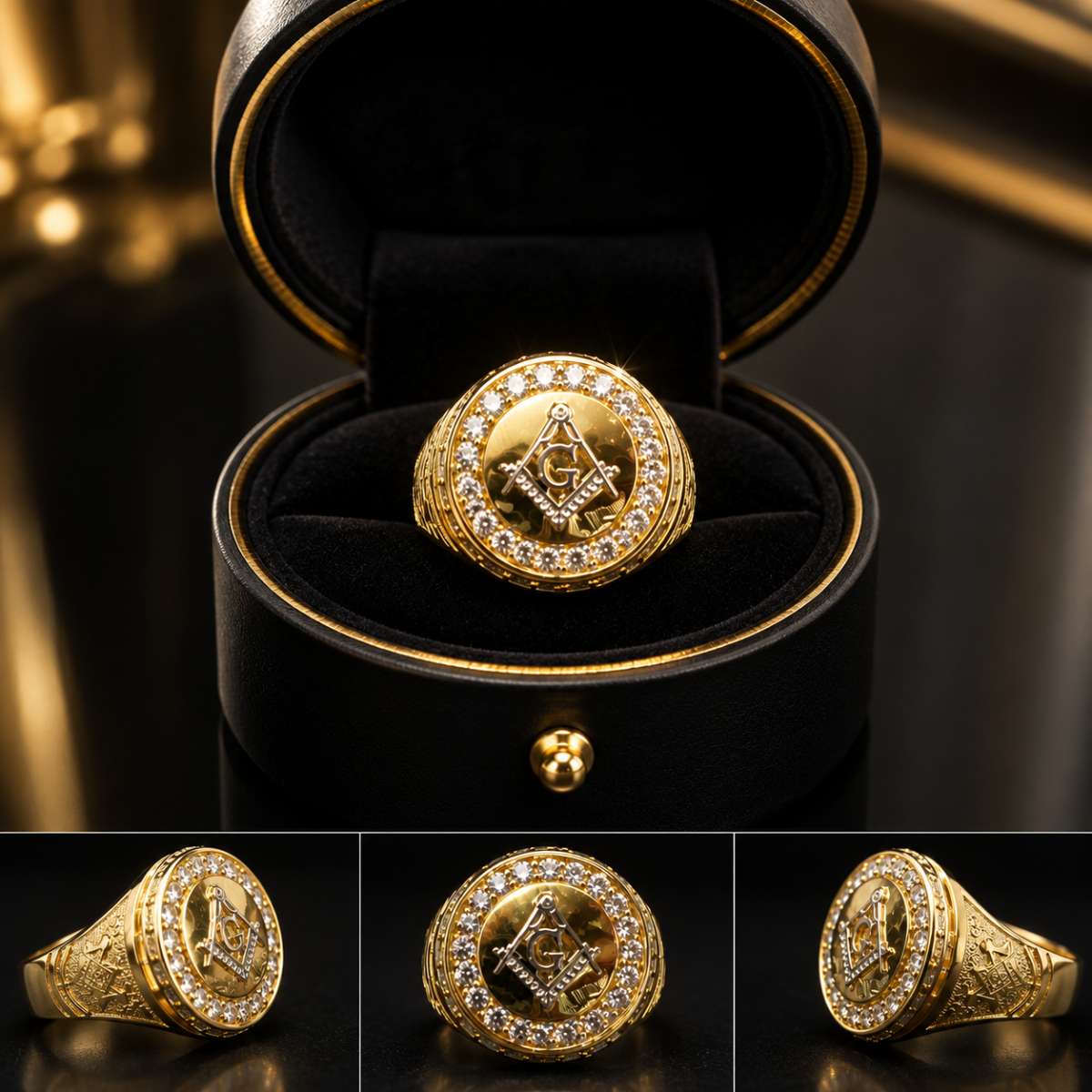 Masonic Ring For Men in 14K  Gold
