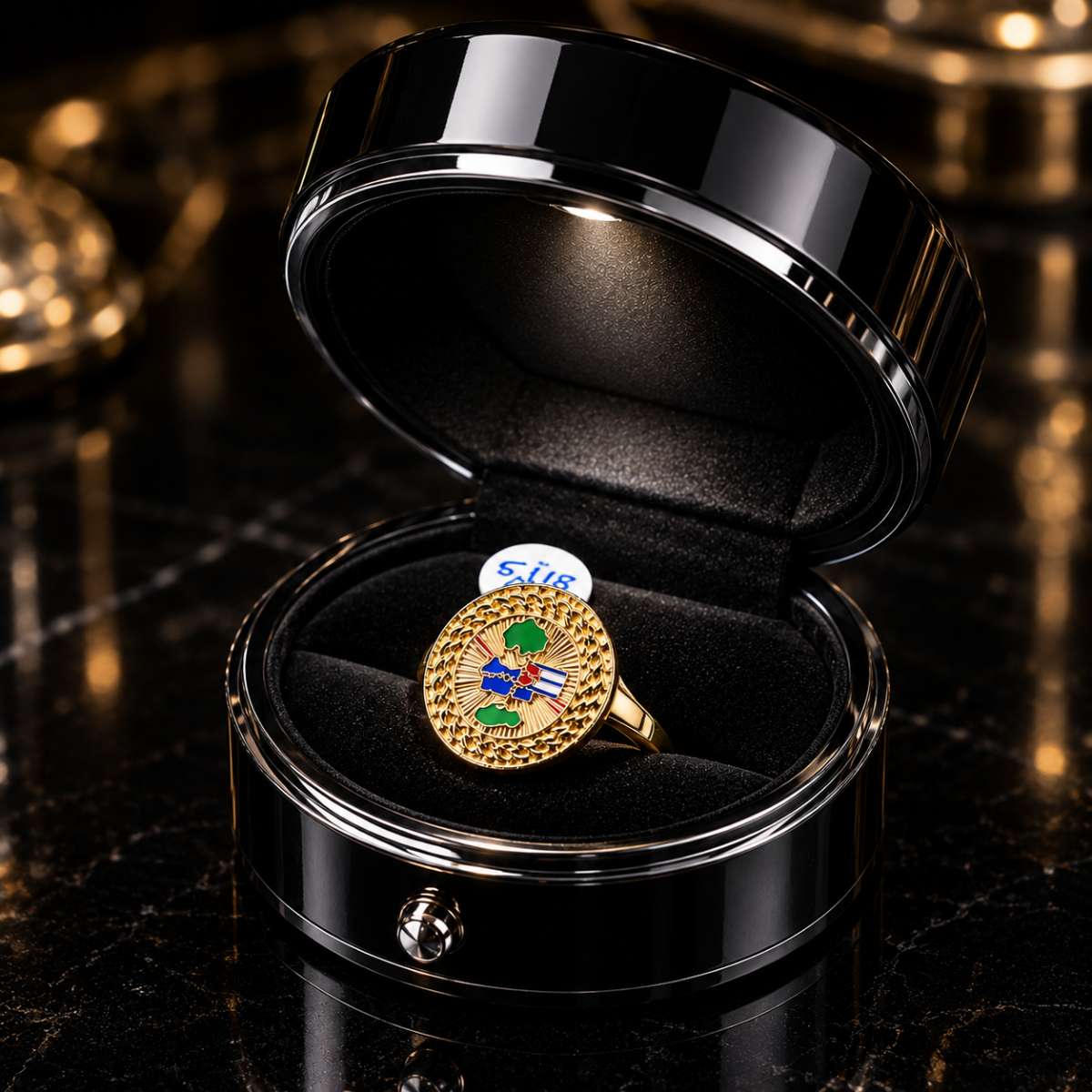 Dominican Flag Gold  Ring - Image Main