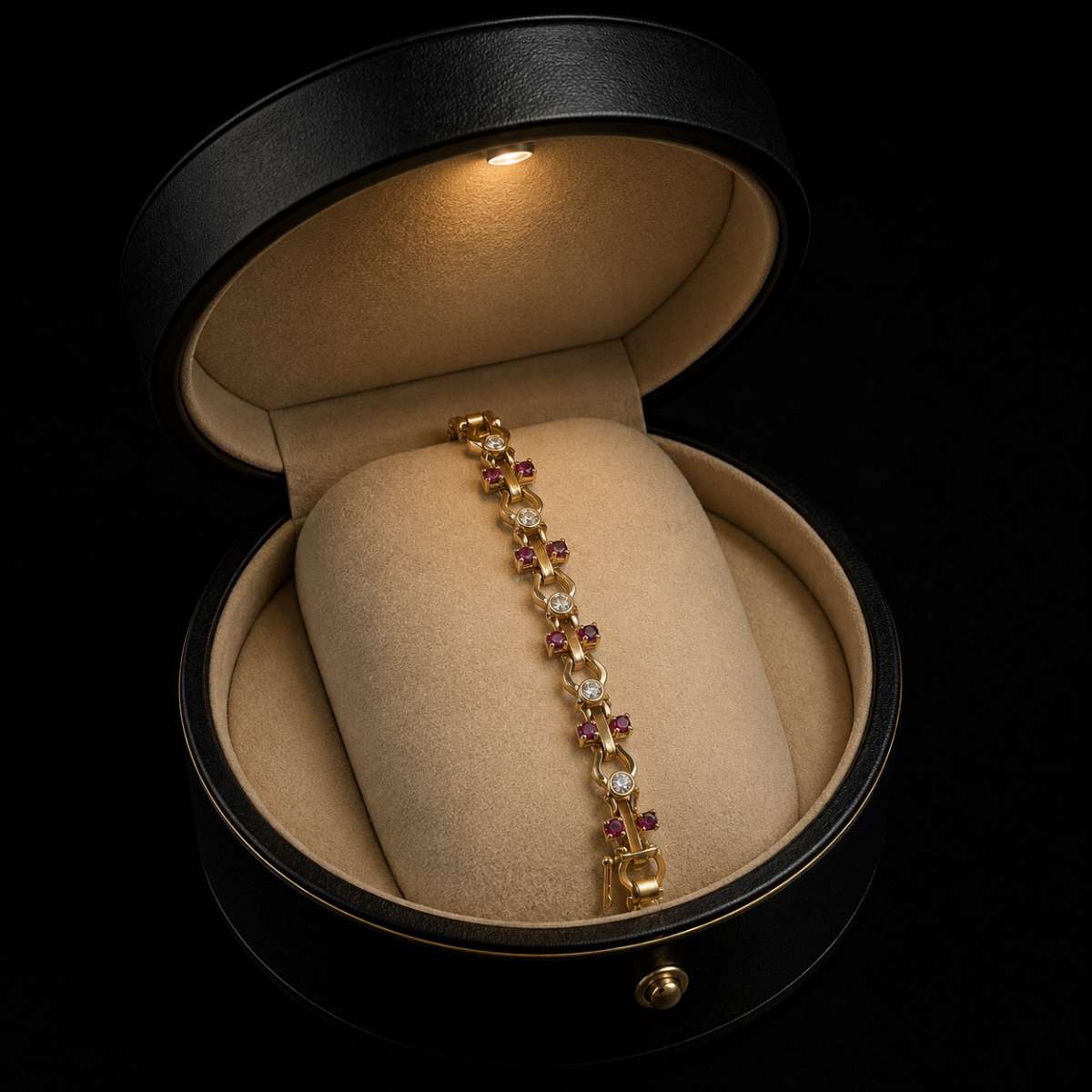 Ruby and diamond link tennis bracelet - Image Main