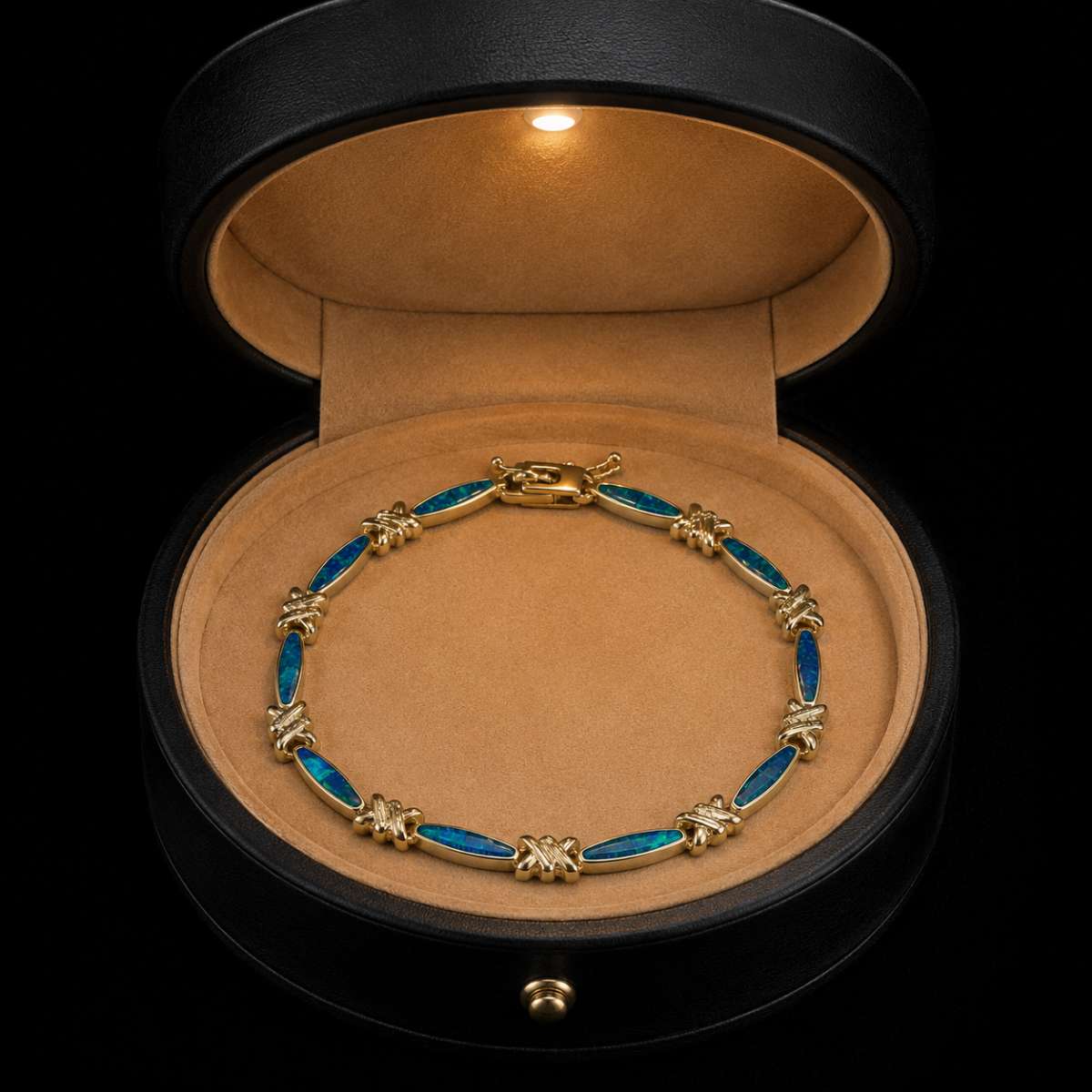 Australian Black Opal Inlay Bow Tie Tennis Bracelet - Image Main