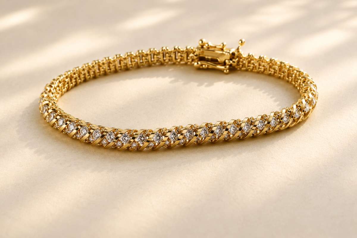 Swirl Link Diamond Tennis Bracelet - Image Main