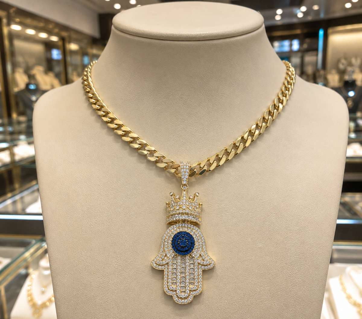 Dimaonds Hamsa Hand pendant - Image Main