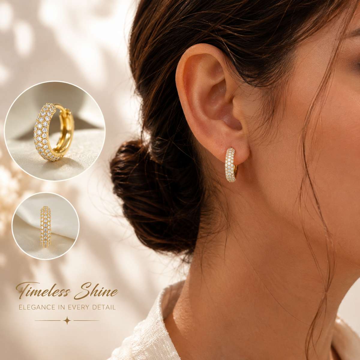 Gold Thick Hoop Earrings - Image 4