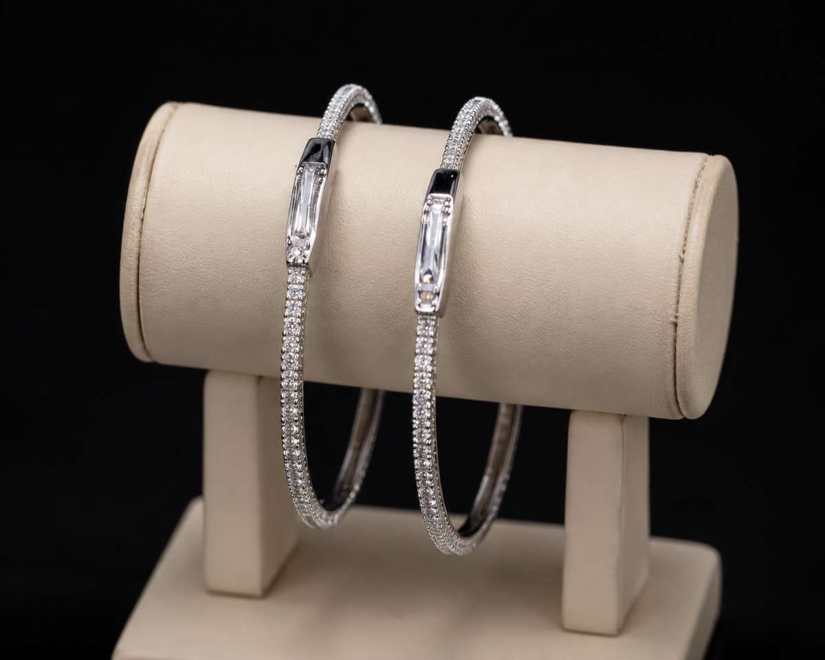 Diamond White Gold Bangles - Image Main