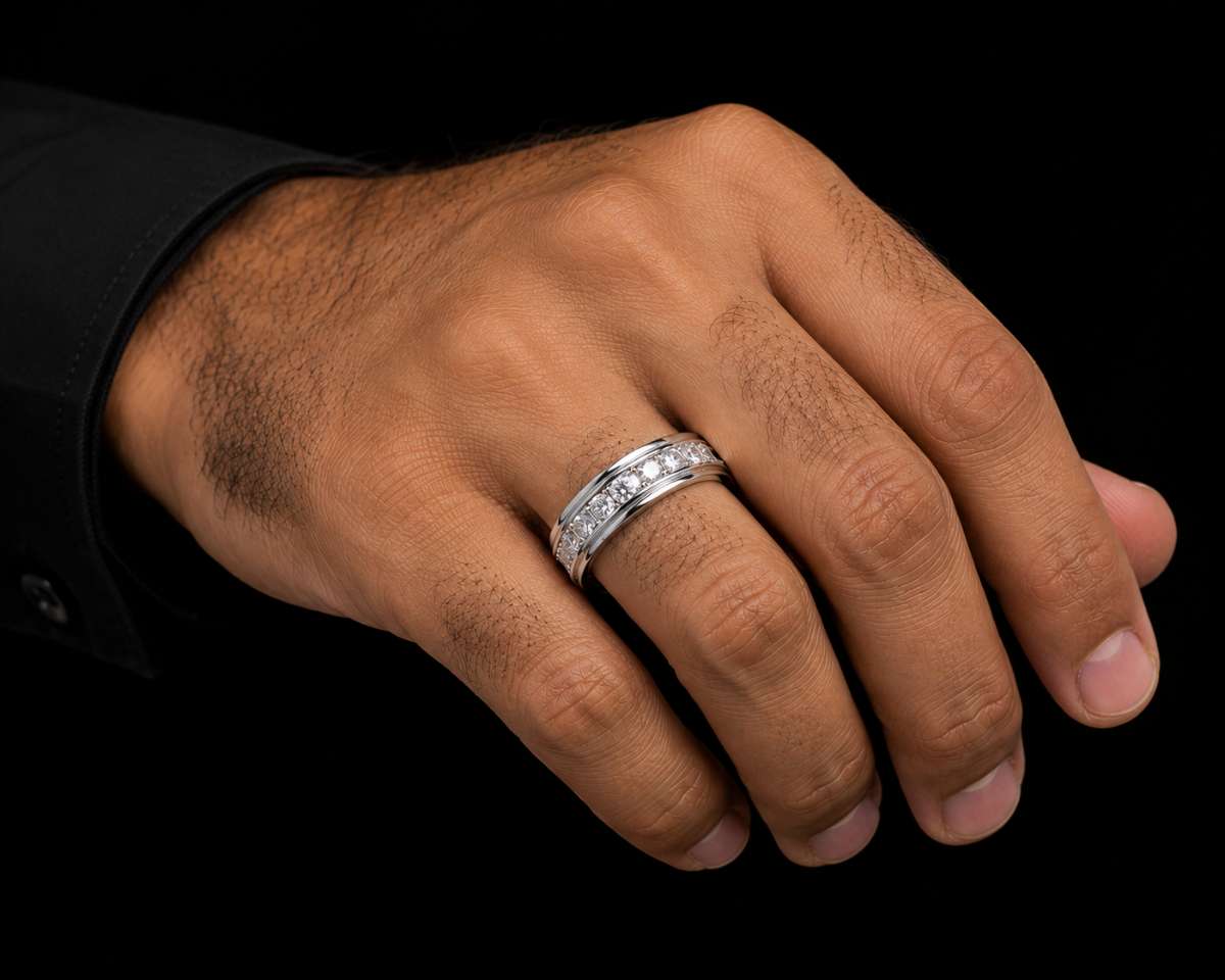 Men’s Diamond Engagement Band - Image 4
