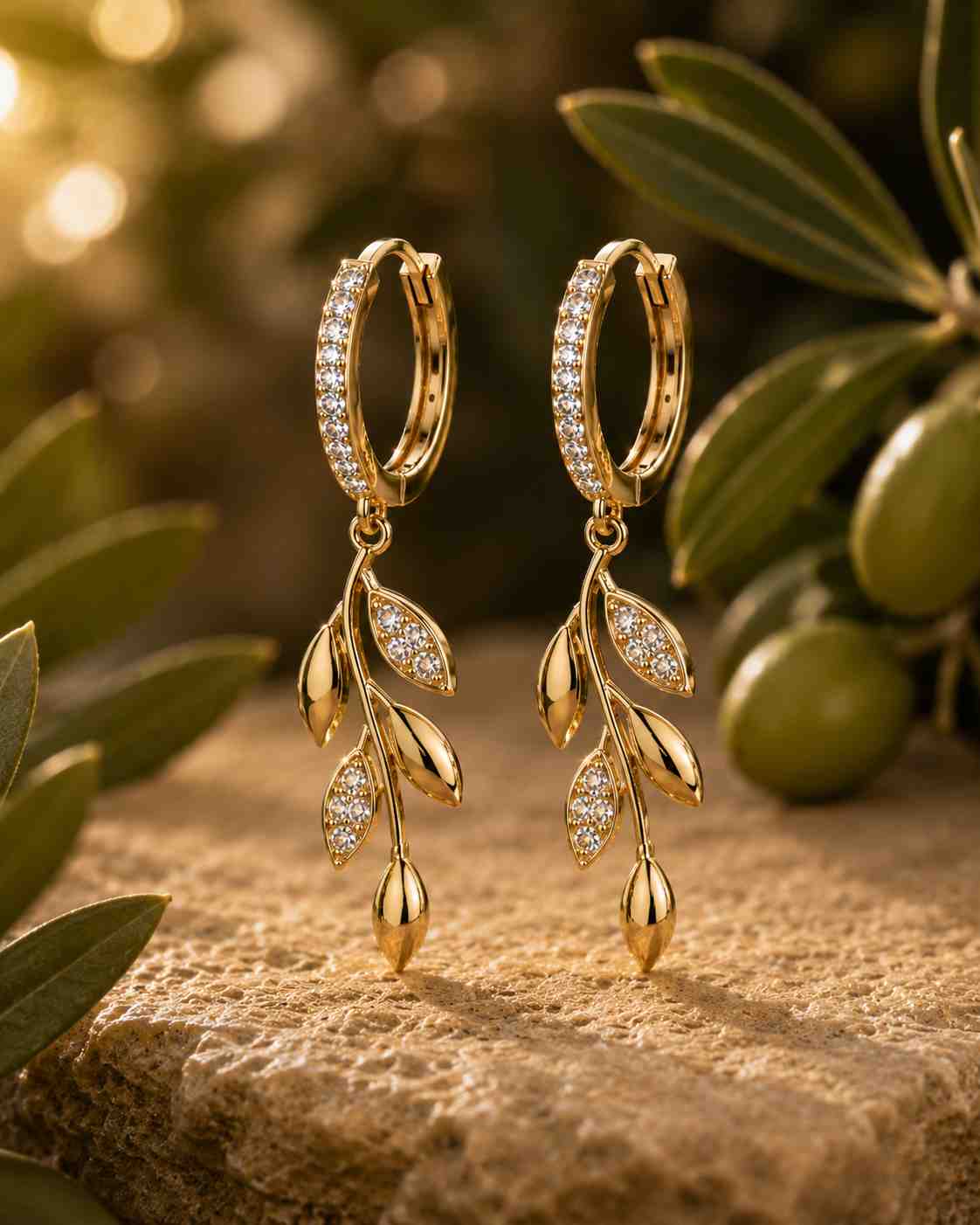 Olive Nature Hoop Earrings - Image Main