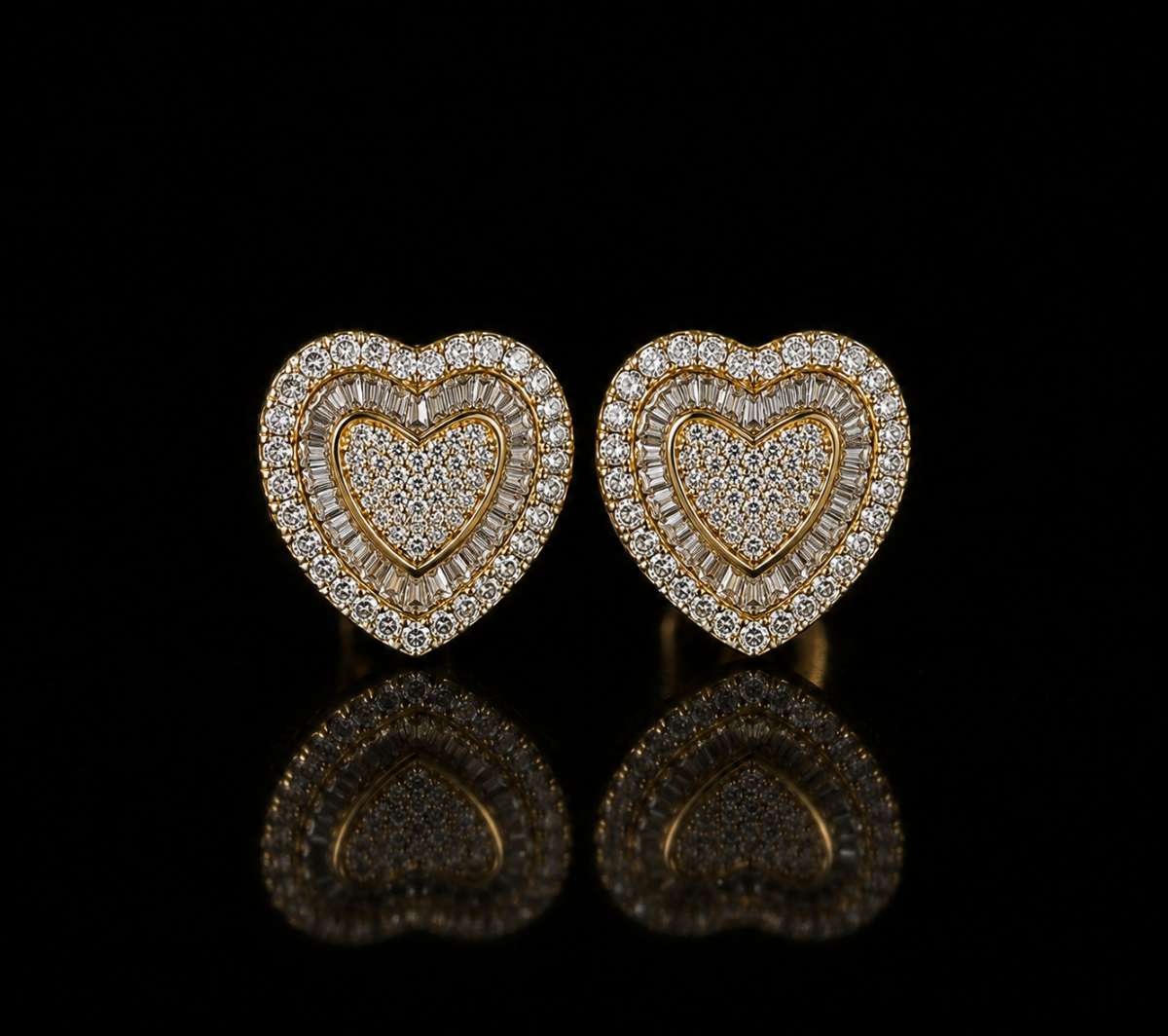 Moissanite Heart Earings - Image Main