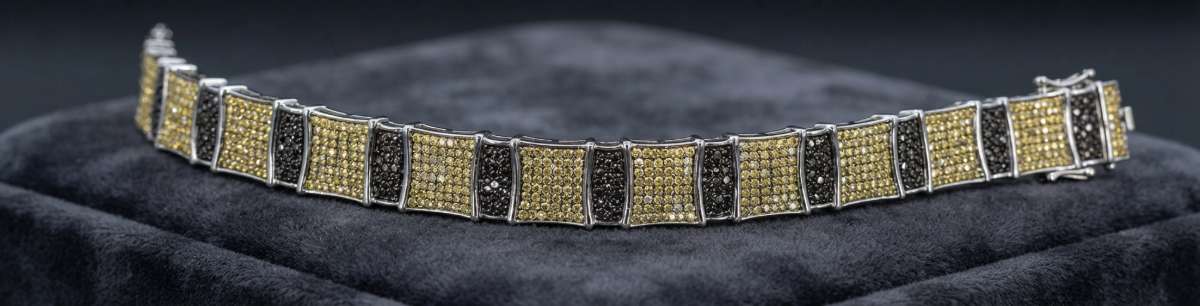 Mens Bracelet in Black and Yellow Czs - Image 2