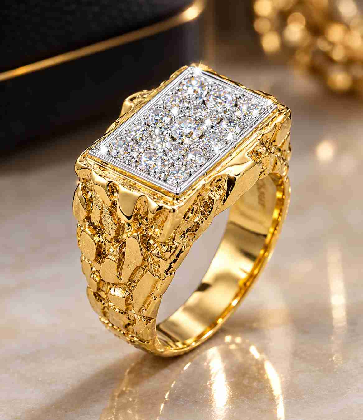 Mens Diamond Nugget Ring - Image Main