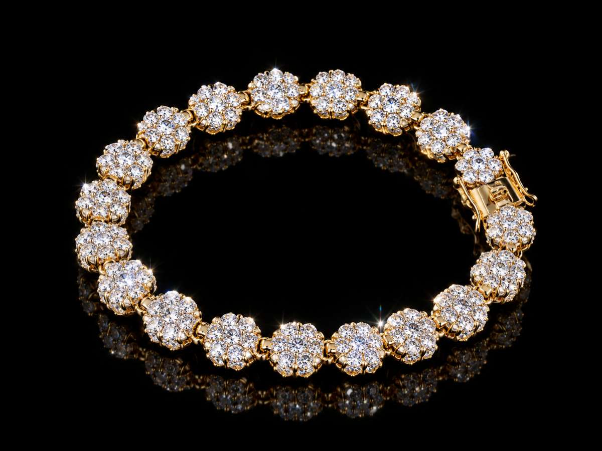 Floral Gold Tennis Bracelet - Image Main