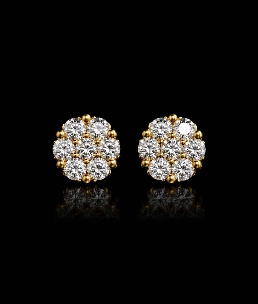 Floral Diamond Earrings - Image Main