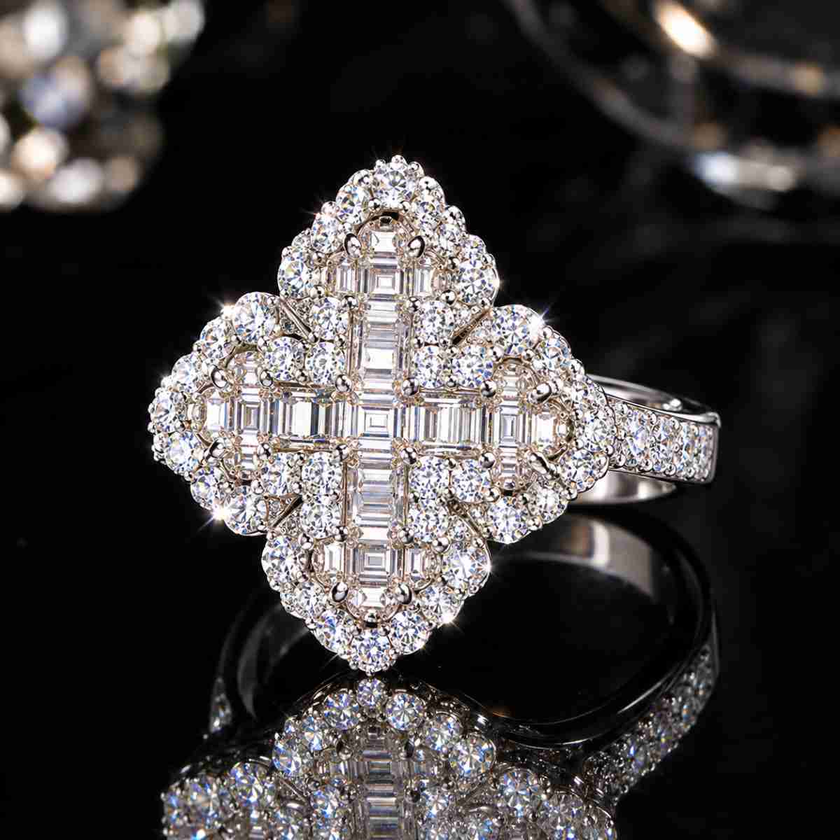 Moissanite Cross Ring - Image Main